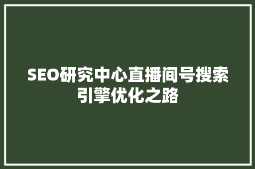 SEO研究中心直播间号搜索引擎优化之路