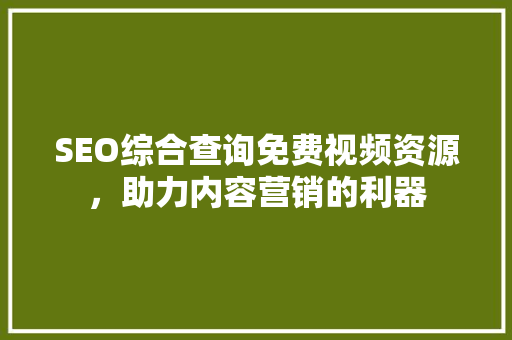 SEO综合查询免费视频资源，助力内容营销的利器
