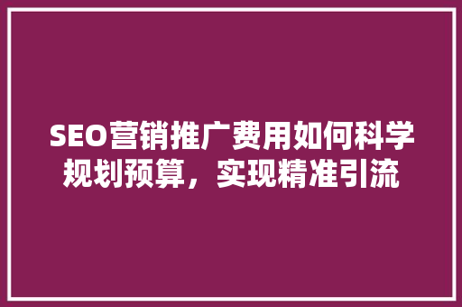 SEO营销推广费用如何科学规划预算，实现精准引流