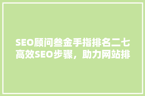 SEO顾问叁金手指排名二七高效SEO步骤，助力网站排名提升