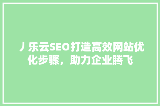 丿乐云SEO打造高效网站优化步骤，助力企业腾飞