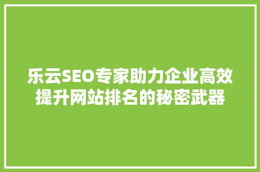 乐云SEO专家助力企业高效提升网站排名的秘密武器