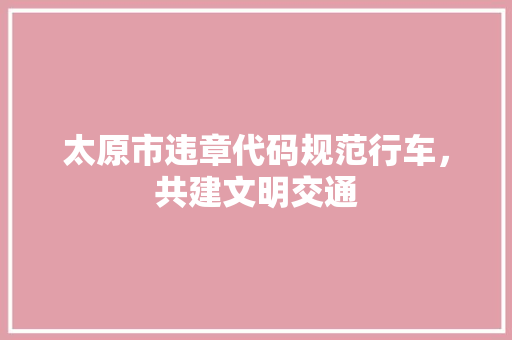太原市违章代码规范行车，共建文明交通  第1张