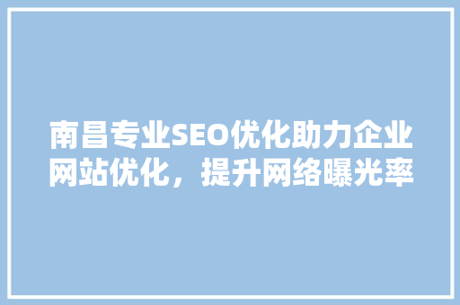 南昌专业SEO优化助力企业网站优化，提升网络曝光率