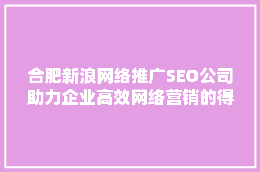 合肥新浪网络推广SEO公司助力企业高效网络营销的得力助手