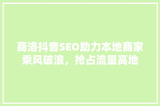 商洛抖音SEO助力本地商家乘风破浪，抢占流量高地