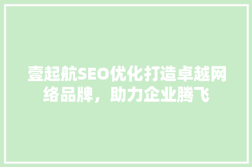 壹起航SEO优化打造卓越网络品牌，助力企业腾飞