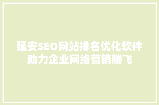 延安SEO网站排名优化软件助力企业网络营销腾飞