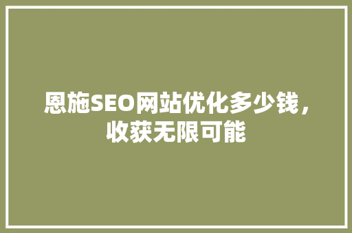 恩施SEO网站优化多少钱，收获无限可能