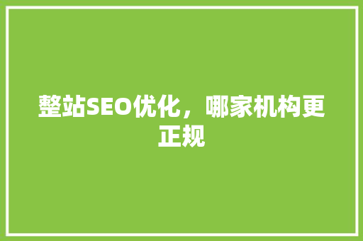 整站SEO优化，哪家机构更正规