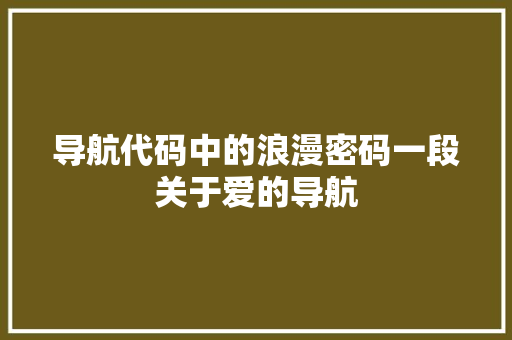 导航代码中的浪漫密码一段关于爱的导航