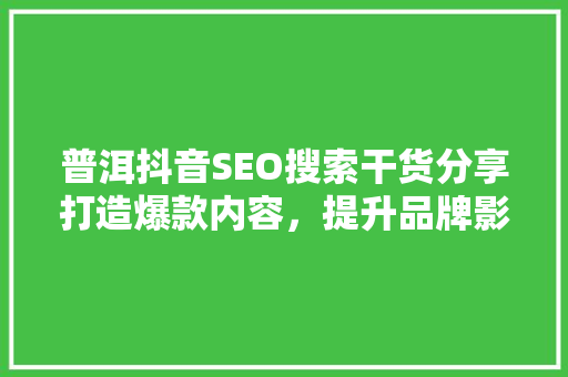 普洱抖音SEO搜索干货分享打造爆款内容，提升品牌影响力  第1张