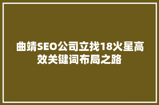 曲靖SEO公司立找18火星高效关键词布局之路