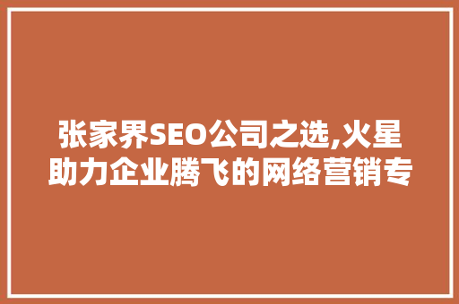 张家界SEO公司之选,火星助力企业腾飞的网络营销专家