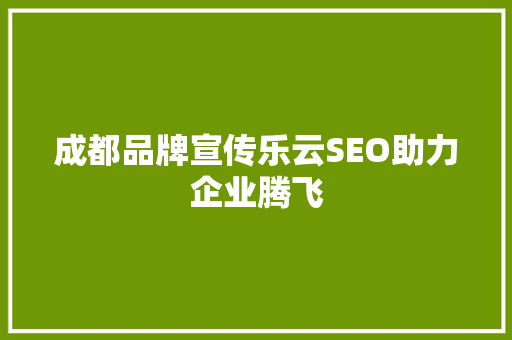 成都品牌宣传乐云SEO助力企业腾飞