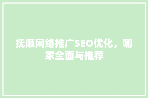 抚顺网络推广SEO优化，哪家全面与推荐