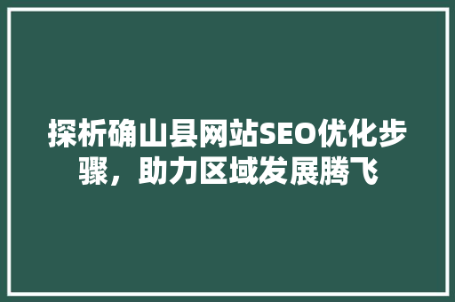 探析确山县网站SEO优化步骤，助力区域发展腾飞  第1张