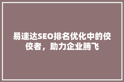 易速达SEO排名优化中的佼佼者，助力企业腾飞