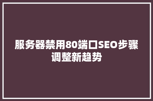 服务器禁用80端口SEO步骤调整新趋势