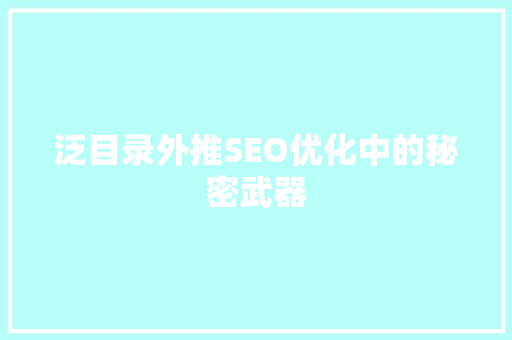 泛目录外推SEO优化中的秘密武器