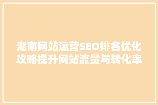 湖南网站运营SEO排名优化攻略提升网站流量与转化率的方法