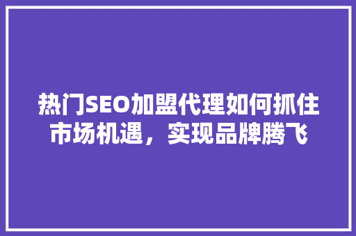 热门SEO加盟代理如何抓住市场机遇，实现品牌腾飞