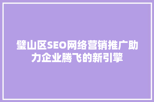 璧山区SEO网络营销推广助力企业腾飞的新引擎
