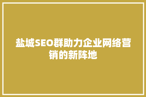 盐城SEO群助力企业网络营销的新阵地
