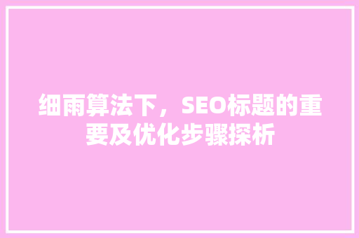 细雨算法下，SEO标题的重要及优化步骤探析