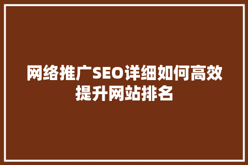 网络推广SEO详细如何高效提升网站排名