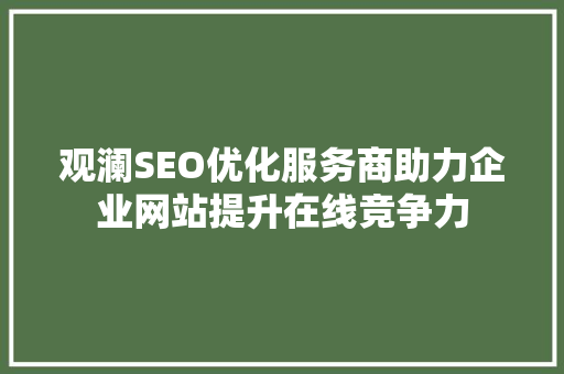 观澜SEO优化服务商助力企业网站提升在线竞争力
