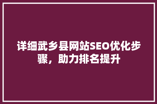 详细武乡县网站SEO优化步骤，助力排名提升