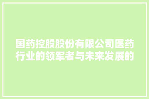 国药控股股份有限公司医药行业的领军者与未来发展的探索