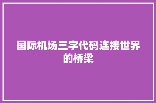 国际机场三字代码连接世界的桥梁