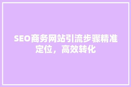 SEO商务网站引流步骤精准定位，高效转化