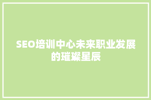 SEO培训中心未来职业发展的璀璨星辰