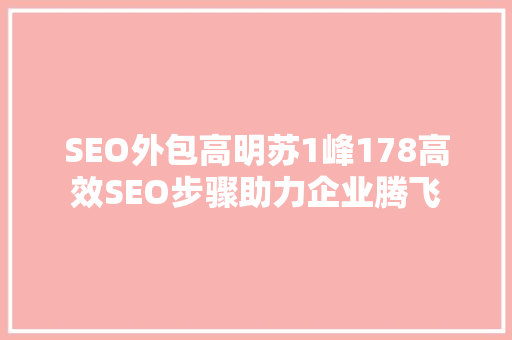 SEO外包高明苏1峰178高效SEO步骤助力企业腾飞
