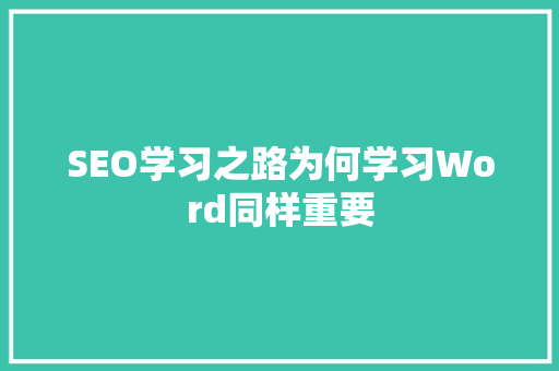 SEO学习之路为何学习Word同样重要