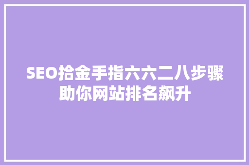 SEO拾金手指六六二八步骤助你网站排名飙升
