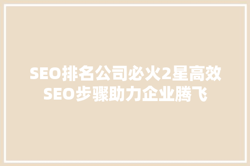 SEO排名公司必火2星高效SEO步骤助力企业腾飞