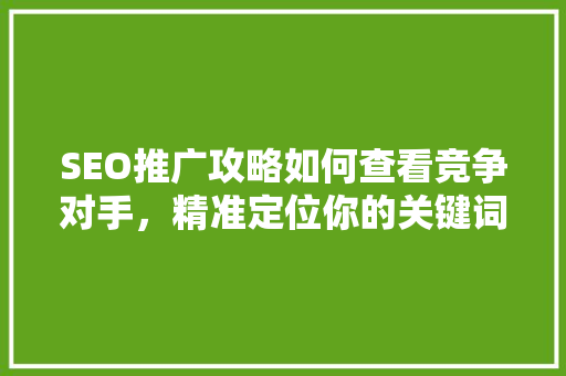 SEO推广攻略如何查看竞争对手，精准定位你的关键词步骤