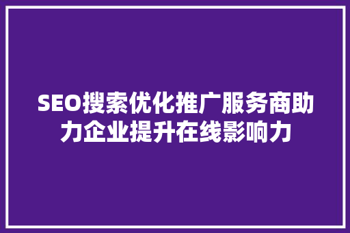 SEO搜索优化推广服务商助力企业提升在线影响力