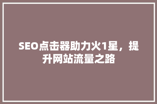 SEO点击器助力火1星，提升网站流量之路