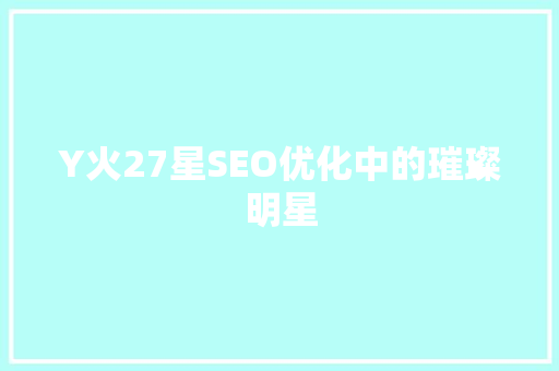 Y火27星SEO优化中的璀璨明星
