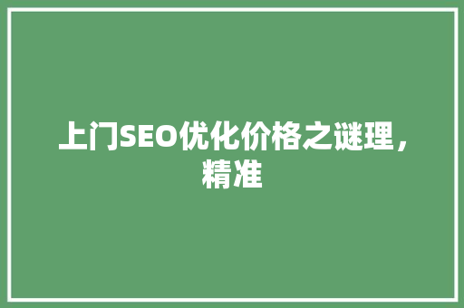 上门SEO优化价格之谜理，精准