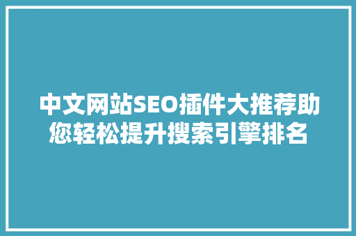 中文网站SEO插件大推荐助您轻松提升搜索引擎排名