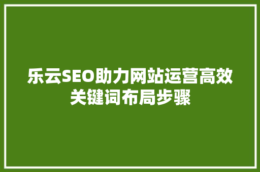 乐云SEO助力网站运营高效关键词布局步骤