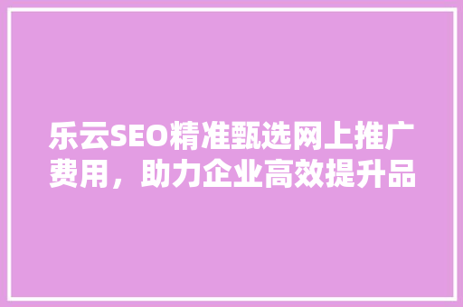 乐云SEO精准甄选网上推广费用，助力企业高效提升品牌知名度