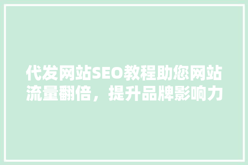 代发网站SEO教程助您网站流量翻倍，提升品牌影响力