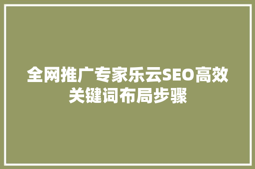 全网推广专家乐云SEO高效关键词布局步骤